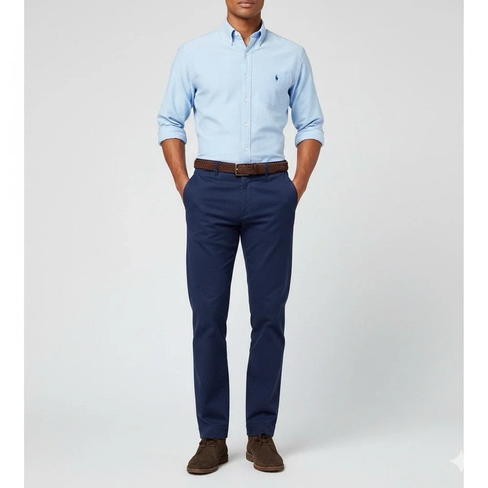 Polo Ralph Lauren Men Classic‎ Fit Chino Pants Navy Blue Size 35x32 100% Cotton